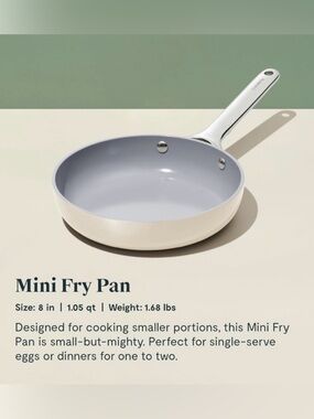 Caraway Nonstick Ceramic Mini Fry Pan (1.05 qt, 8") - Cream NEW WITH BOX